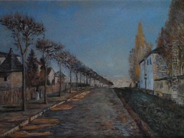 A French Poplar Lined Street - view 1