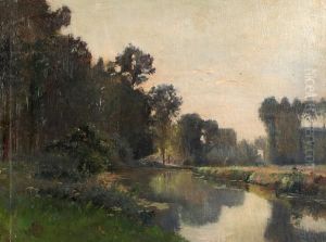A Wooded River Landscape, Near Arles