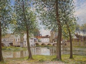 Pont De Moret-sur-loing by Alfred Sisley