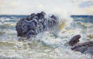 La Vague, Baie De Langland (pays De Galles) by Alfred Sisley