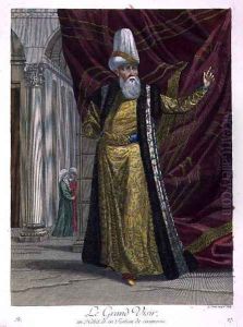 The Grand Vizir, in ceremonial robes and turban, 18th century by Gerard Jean Baptiste Scotin