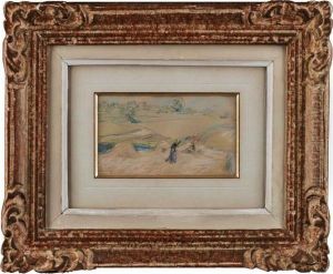 Landschaft Mit Bauerin Bei Der Ernte by Alfred Sisley