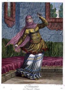 Tchinguis, or Turkish dancer, 18th century by Gerard Jean Baptiste Scotin