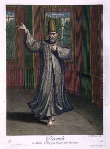 Dervish, or Turkish monk whirling in devotion, 18th century by Gerard Jean Baptiste Scotin