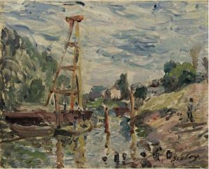 Bateau De Charge Sur Le Loing by Alfred Sisley