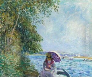 En Canot A Veneux - Apres-midi De Septembre by Alfred Sisley