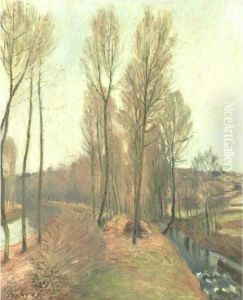 L'orvanne Et Le Canal Du Loing En Hiver by Alfred Sisley