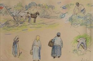 Feuille D'etudes De Personnages Au Travail