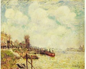 La Seine Au Point Du Jour, 1878. by Alfred Sisley