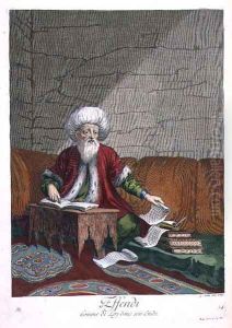 An Effendi, man of law in his study, 18th century by Gerard Jean Baptiste Scotin