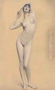 Study of a female nude by English School