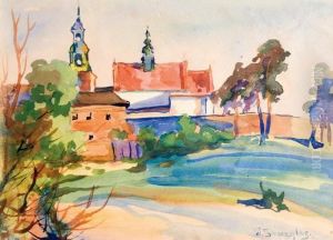 Pejzaz Z Kosciolem by Wladyslaw Skoczylas