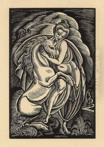 Kobieta Z Jednorozcem (sztuka) by Wladyslaw Skoczylas