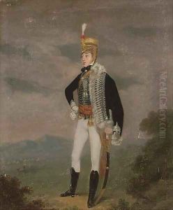 Portrait of a Hussar, full-length by English School