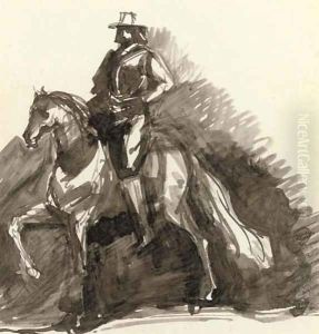 Don Quixote astride Rocinante by English School