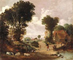 A busy farmyard by English School