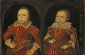 Double portrait of a boy aged eight and a girl aged six