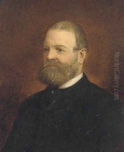 Portrait of a bearded clergyman, quarter-length, in a black jacket and collar