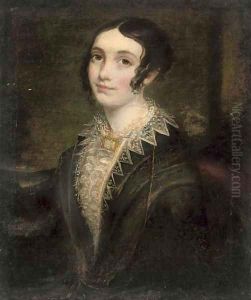 Portrait of a lady, half-length, in a black dress with lace trim