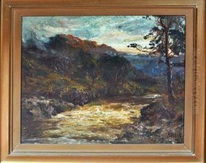 A Northumberland River At Sunset by John Falconar Slater