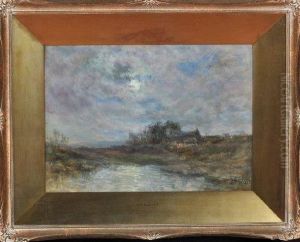 Moonrise Over An Upland Farm by John Falconar Slater