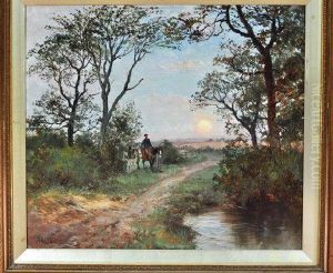 A Ploughman And A Team Of Horses Returning Home At The End Of The Day by John Falconar Slater