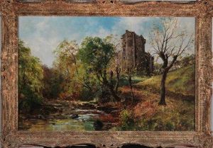 Neidpath Castle Near The River Tweed by John Falconar Slater