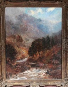 Trees By A River With A Range Of Hills Rising In The Background