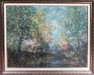 Trees In Spring - An Impressionistic River Scene by John Falconar Slater