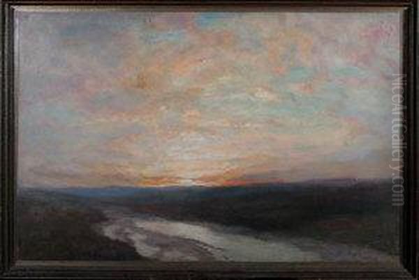 An Upland River At Sunset - view 1