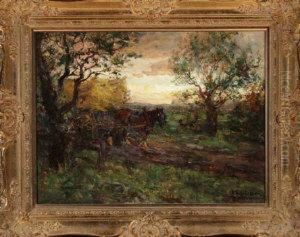Returning Home - A Haycart On A Country Road