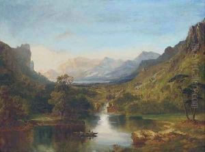 A boat in a lakeland landscape by English School