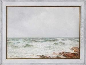 Waves Breaking On A Rocky Shore by John Falconar Slater
