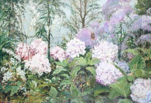 Butterfly And Hydrangeas by John Falconar Slater