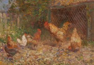 Poultry In The Farmyard by John Falconar Slater