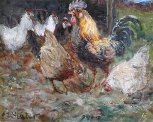 Cockerel & Chicken by John Falconar Slater