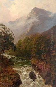 Schottische Gebirgslandschaft Mit Wildbach Und Katarakt by John Falconar Slater