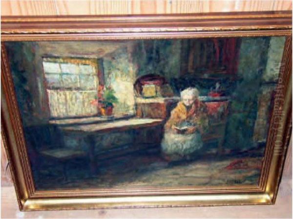 Interior Scene With Lady Reading Book - view 1
