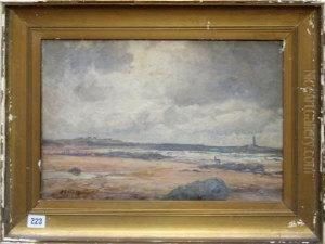 Monkseaton Beach Looking Towards St. Mary's Lighthouse by John Falconar Slater