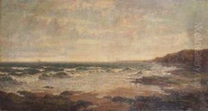 Coastal Sea Scape With Sailing Vessel On The Horizon