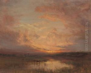 Cattle Watering At The End Of The Day by John Falconar Slater