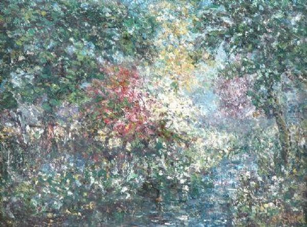 Abstract, Floral Stream. Signed. Oil On Panel. 17.5 X 23ins - view 1