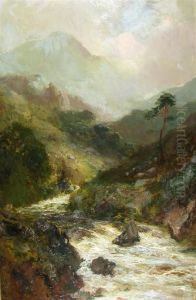 Sheep Grazing In The Highland Mist by John Falconar Slater