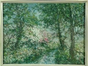 An Impressionistic Study Of Blossom Trees Along A Riverbank. by John Falconar Slater