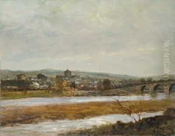 Flusslandschaft Mit Einem Stadtchen. - view 1