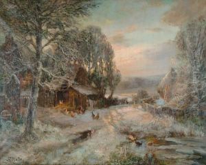 'a Winter's Evening In The Farmyard'