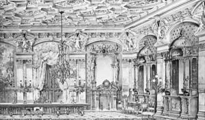 A View Of An Ornate Classical Dining Room by English School