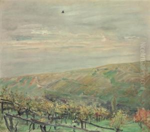 Landschaft Mit Fliegendem Vogel (blick Ins Leinsweiler Tal Imherbst)