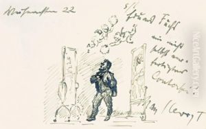 Selbstbildnis Vor Dem Spiegel by Max Slevogt
