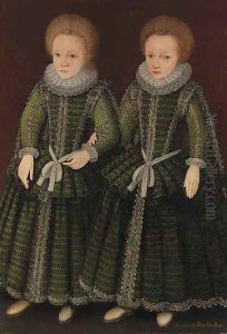 Double portrait of two young Girls traditionally identified as Elizabeth and Sarah Poulett by English School